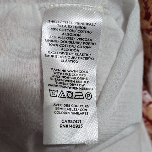 LOFT Floral Smocked Waist Tiered Dress Size Large White Orange Ruffle Cap Sleeve - Picture 11 of 14